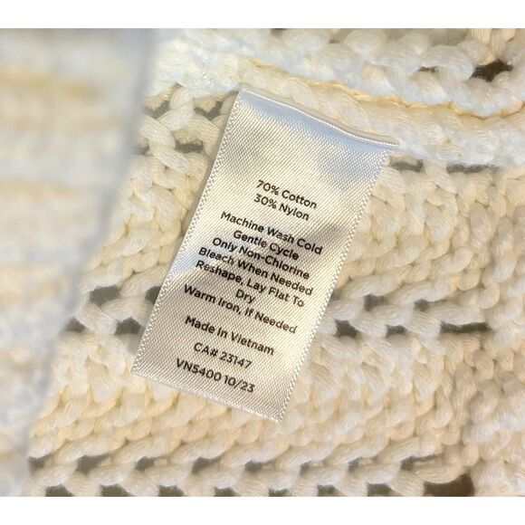 NWOT Haven Well Within Open Stitch Johnny Collar Sweater, White, Sz S - Picture 5 of 5